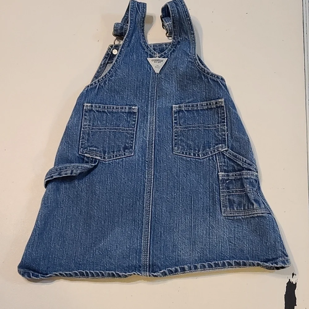 OshKosh Toddler Girl's Denim Overall Dress Pockets Size‎ 24 months EUC